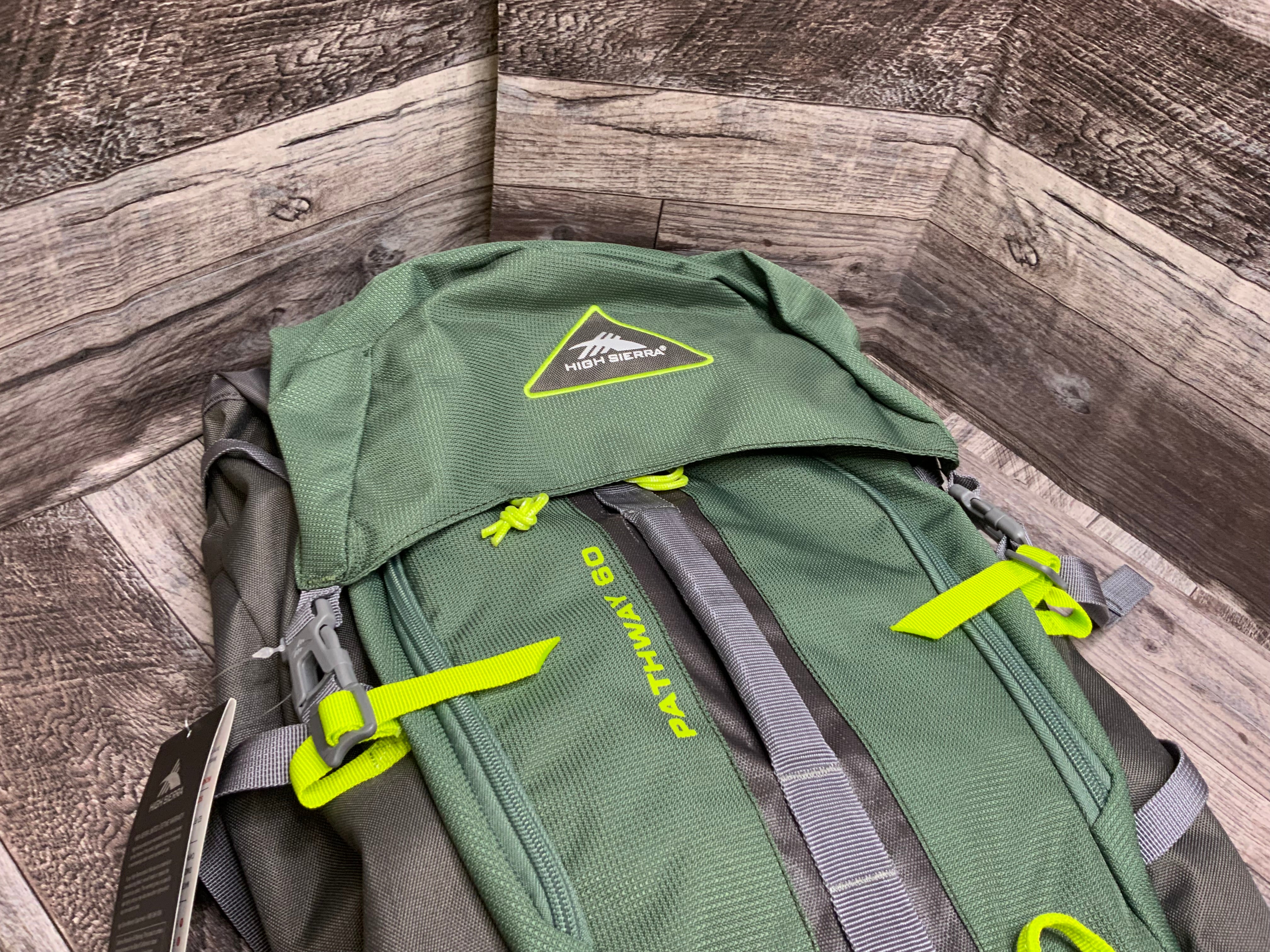 High Sierra Pathway Internal Frame Hiking Backpack, Pine/Slate/Chartreuse, 60L (8086242623726)